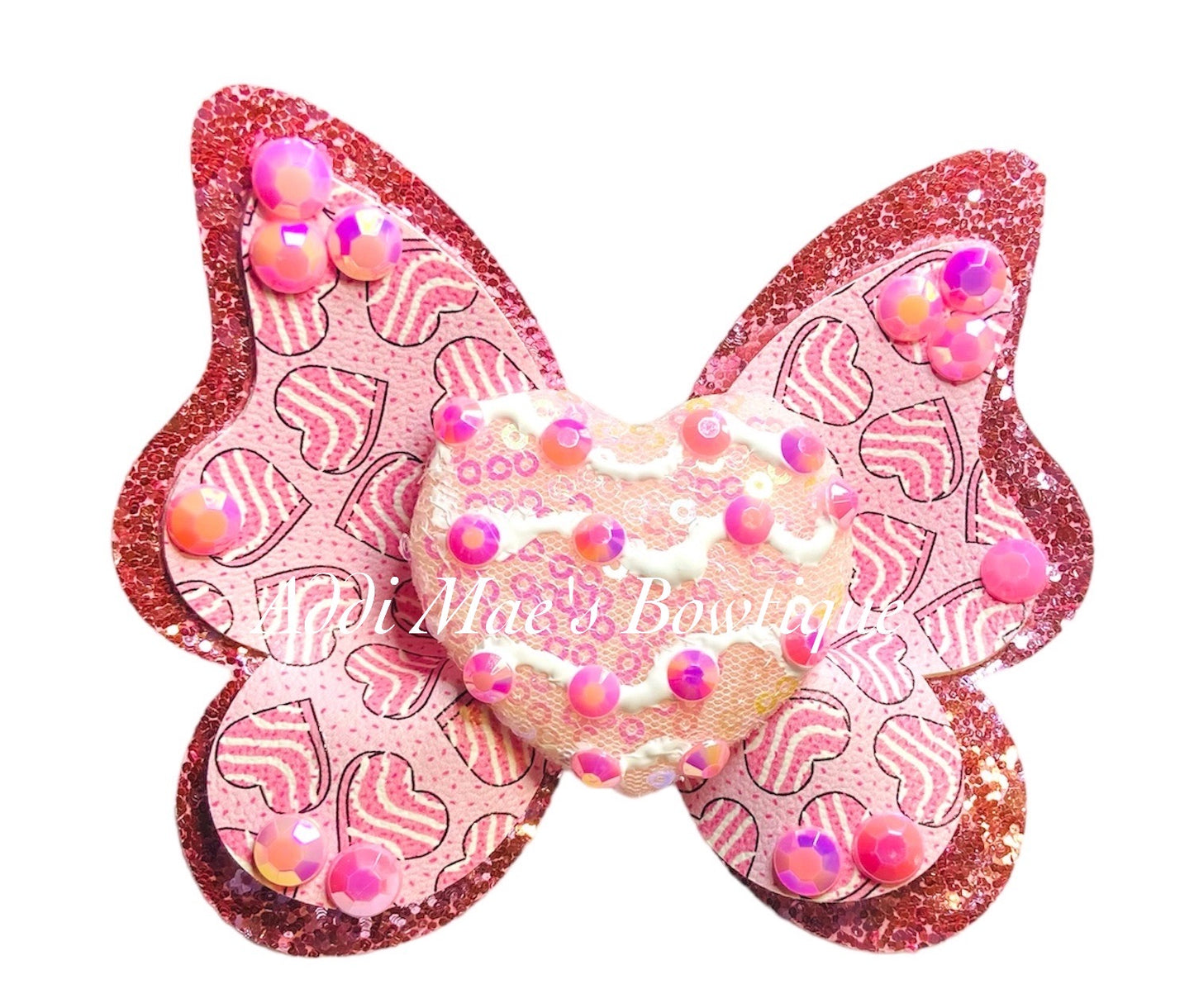 Valentines Striped Hearts Snack Cakes Butterfly Bow