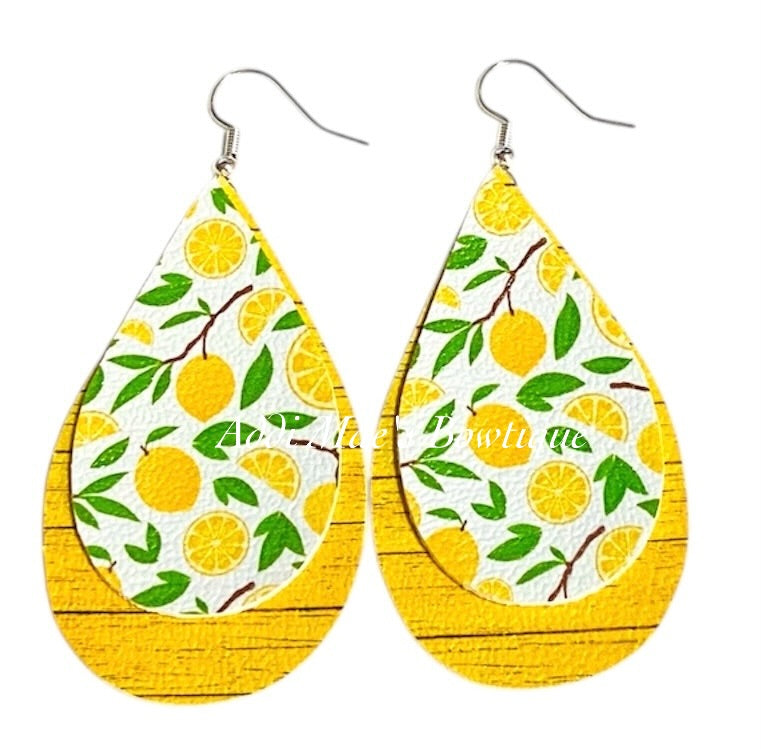 Summer Fruit Stacked Tear Drop Dangle Earrings
