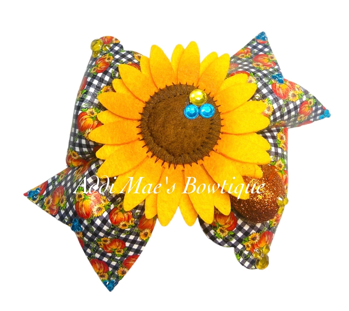 Sunflower Plaid Pumpkin Patch Fall Bow
