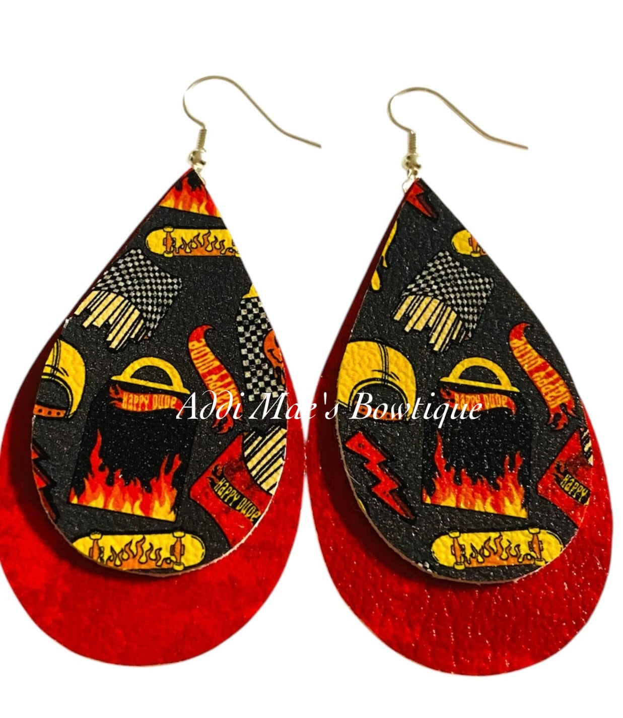 Happy Dude Stacked Tear Drop Dangle Earrings