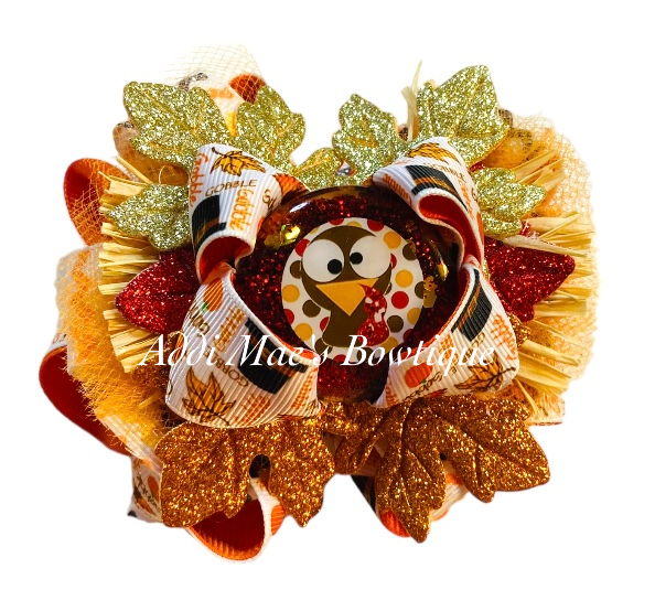 Thanksgiving Turkey Ribbon Bow