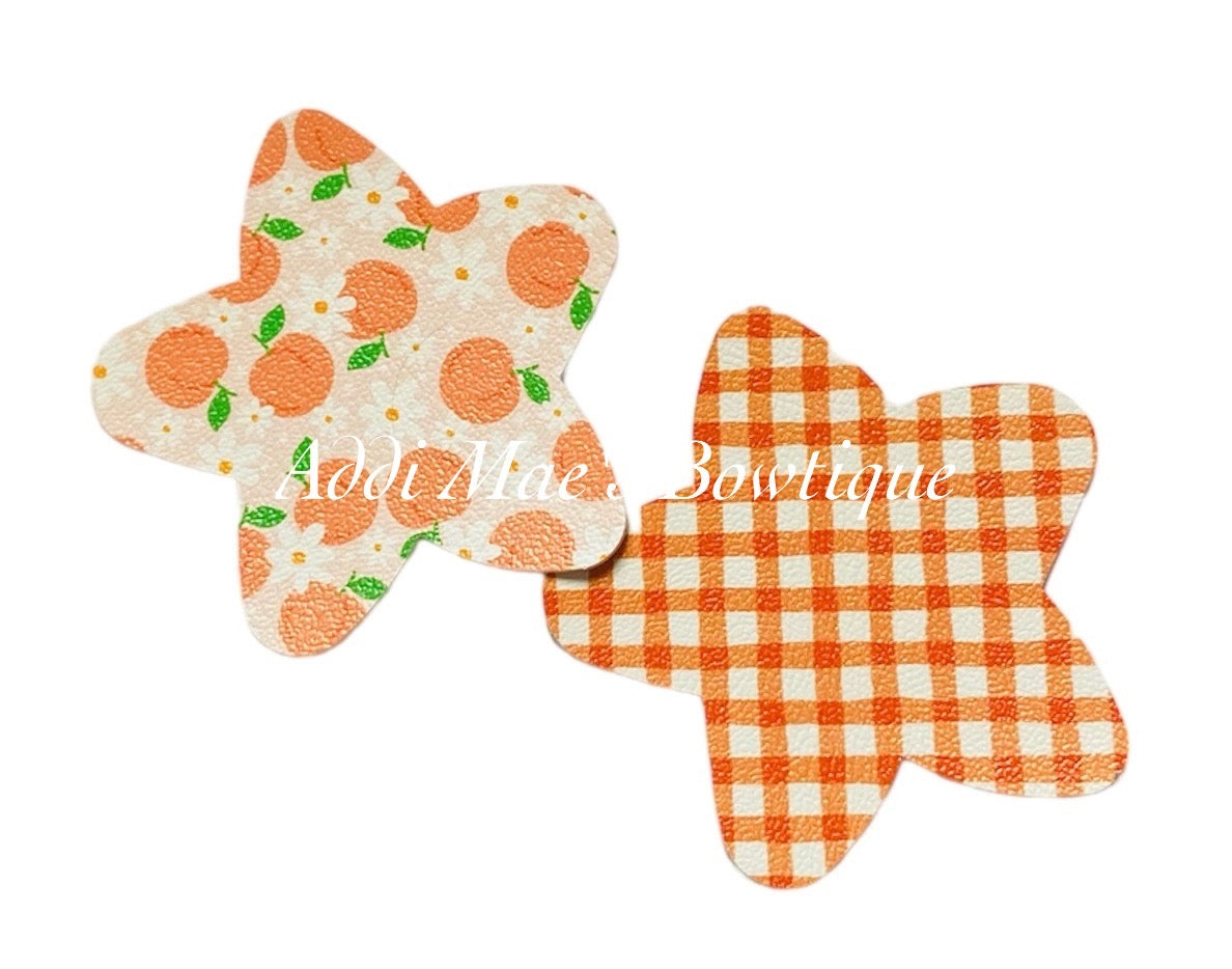 Peaches Gingham Star Shaped Fruit Snap Clip