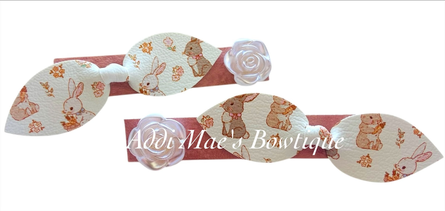 Sweet Pastel Bunny Mini Top Knot Alligator Clip Set