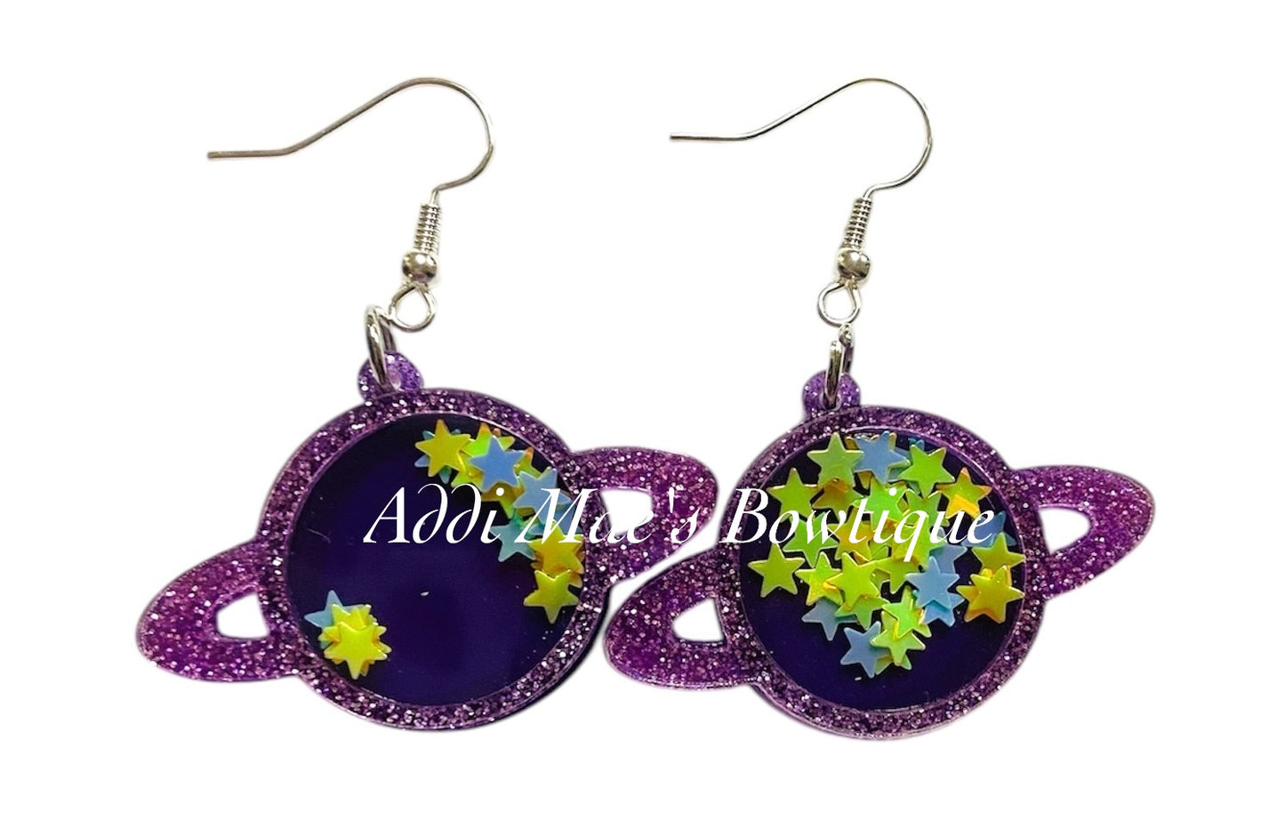 Purple Planet Shaker Dangle Earrings