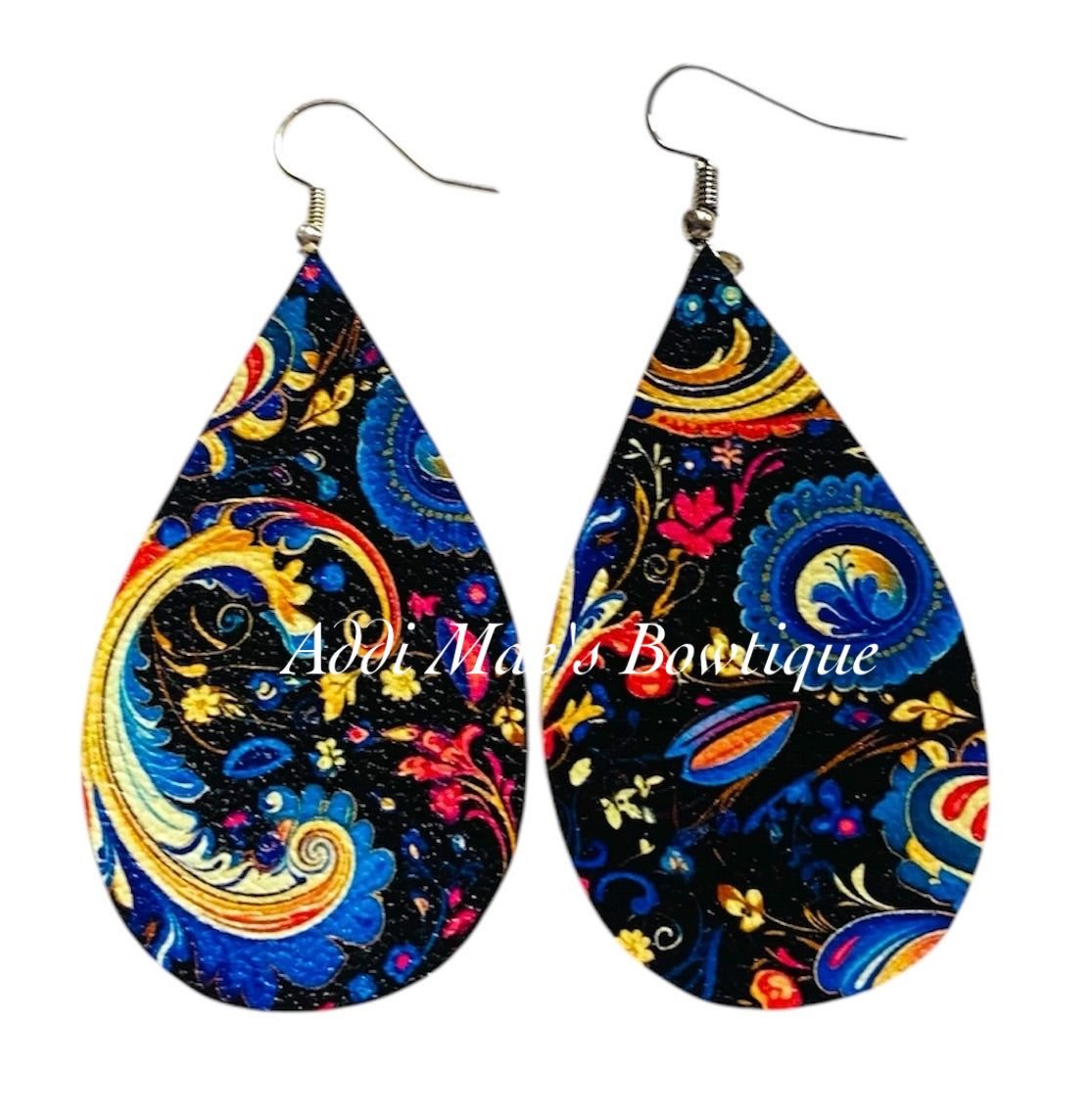 Paisley Swirls Tear Drop Dangle Earrings