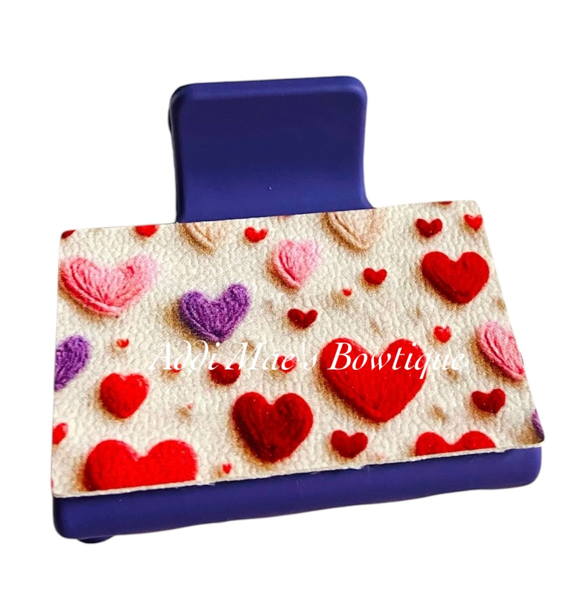 Knitted Hearts Small Claw Clip