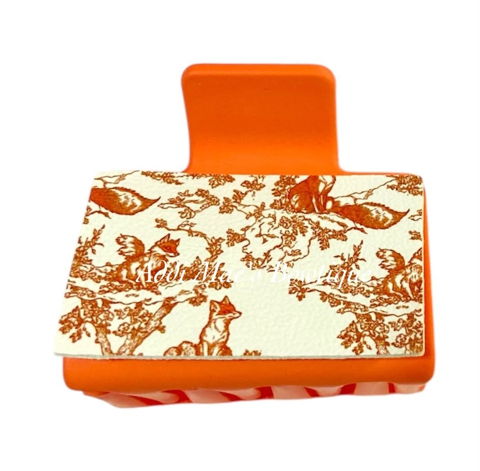 Woodland Toile Fox Small Claw Clip