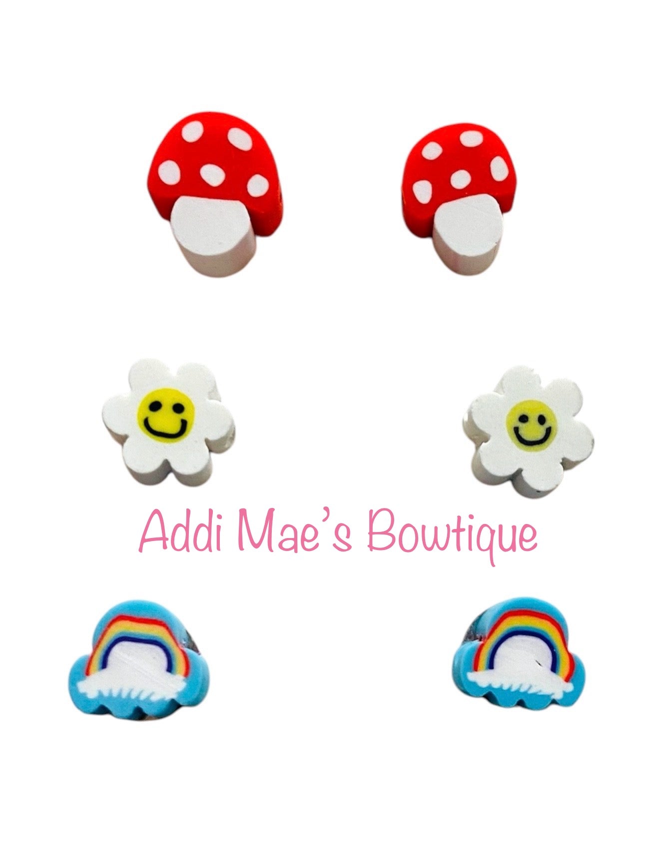 Mushroom Magic Trio 8mm Earring Studs