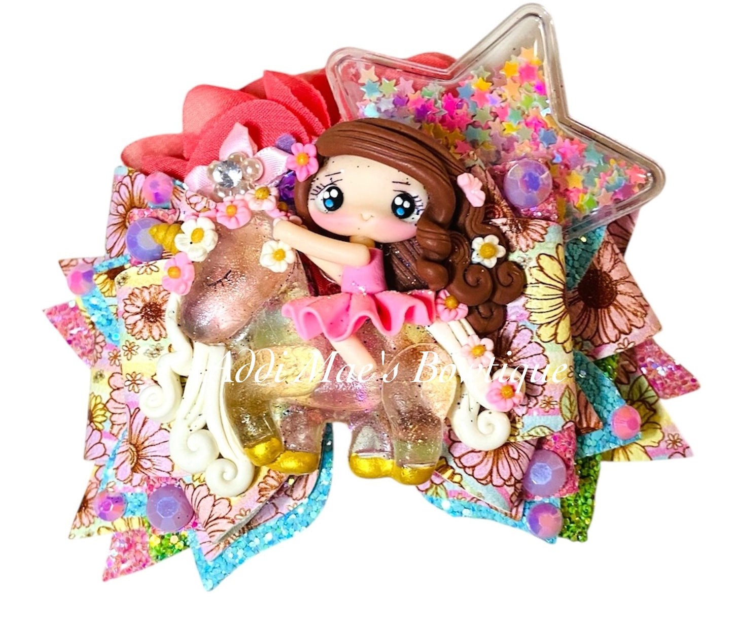 Floral Unicorn Bow
