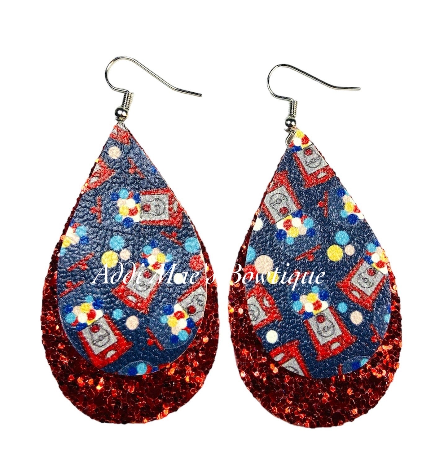 Bubble Gum Machine Stacked Tear Drop Dangle Earrings