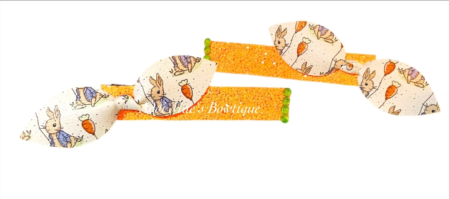 Vintage Bunny Carrot Balloons Mini Top Knot Alligator Clip Set