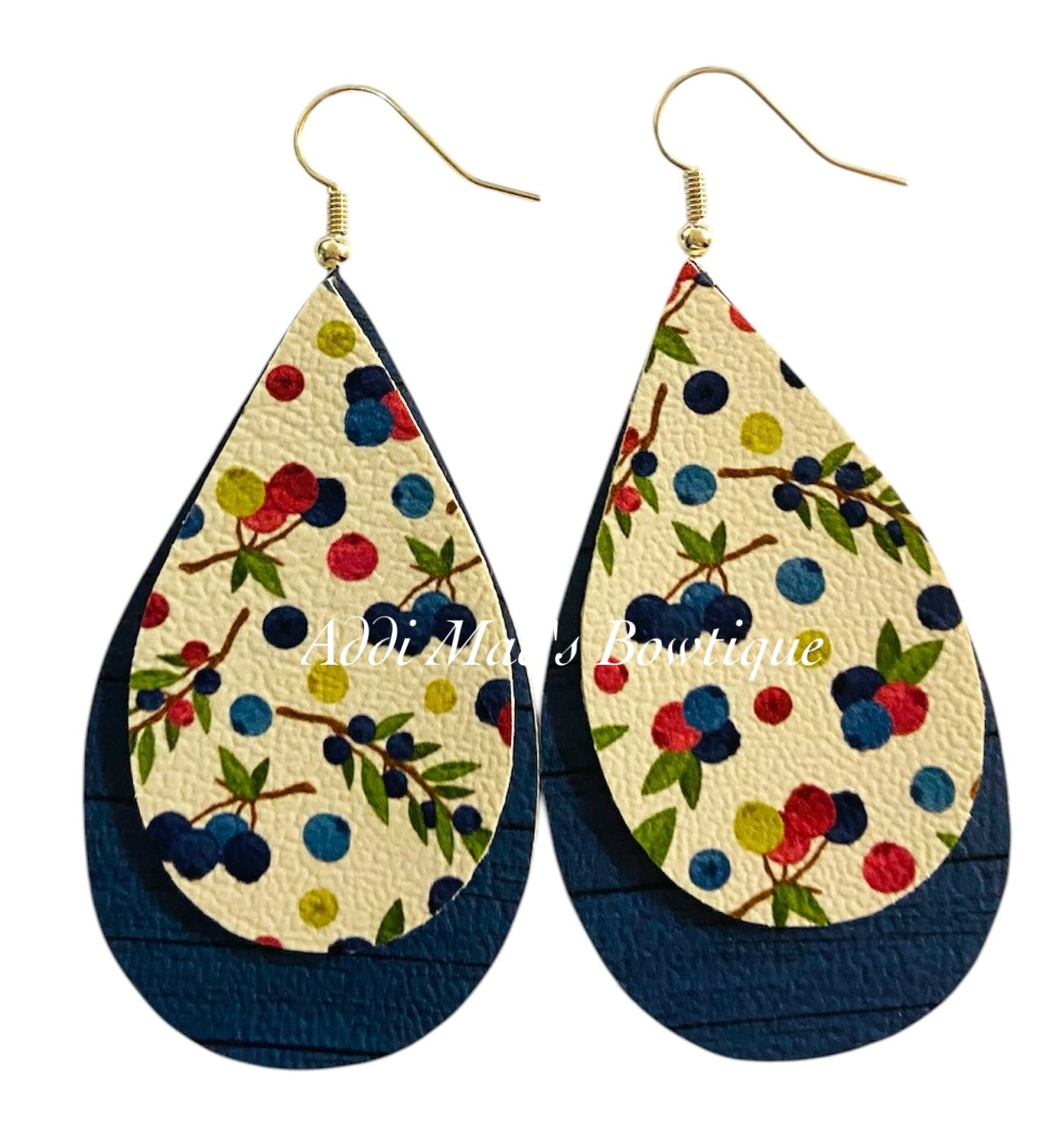 Summer Fruit Stacked Tear Drop Dangle Earrings