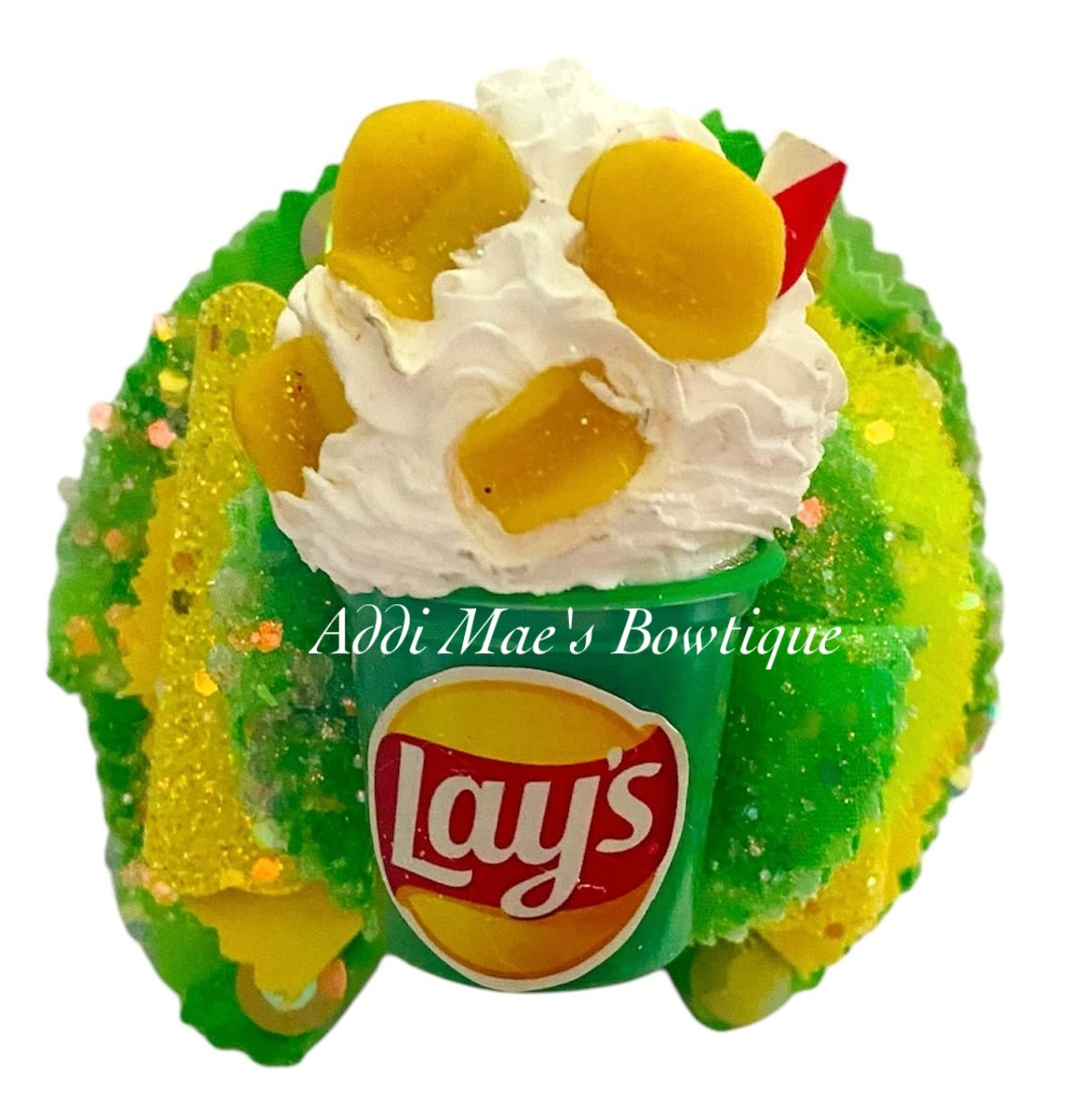 Chips Frayed Cotton Fabric Hair Bow