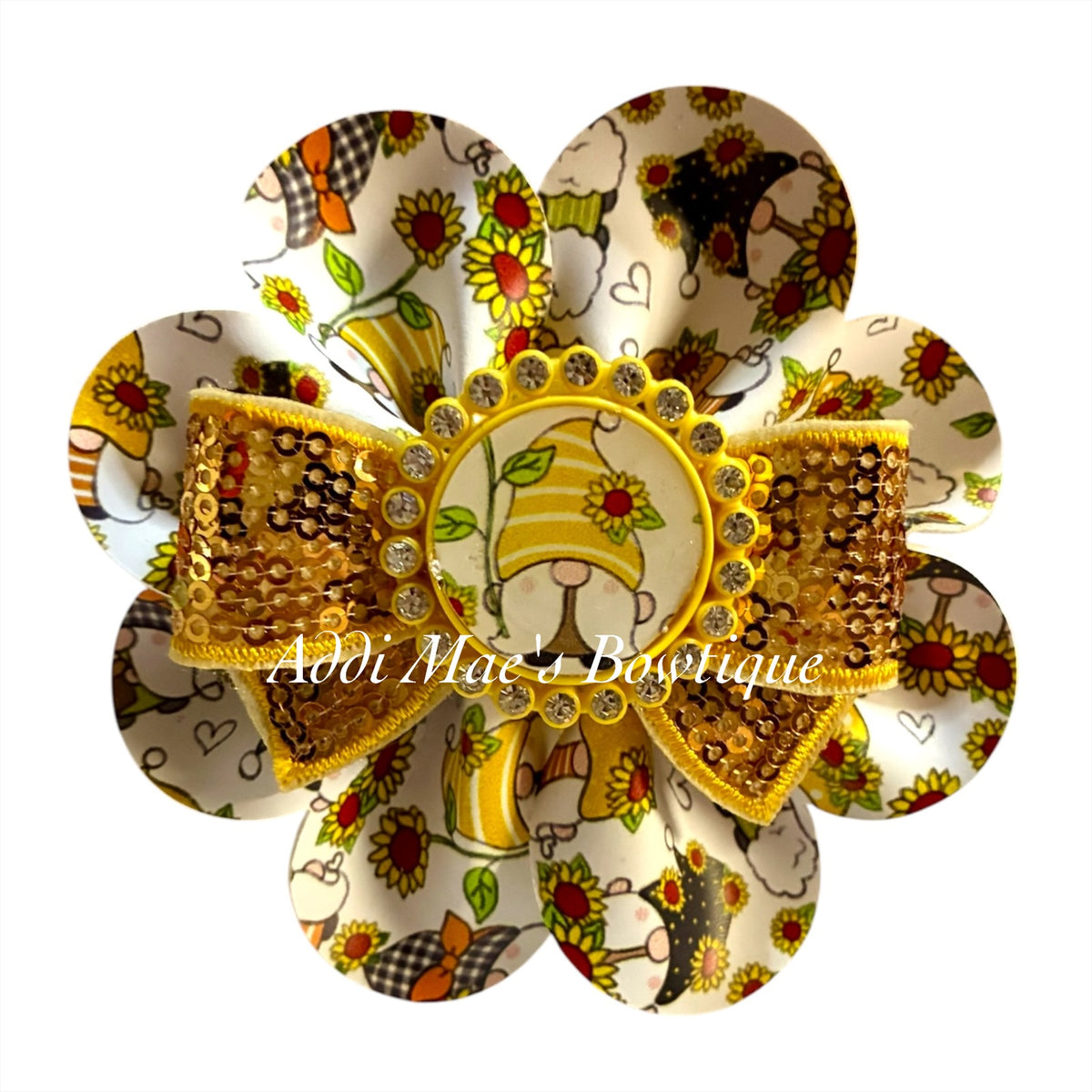 Sunflower Gnomes Ruffle Bow