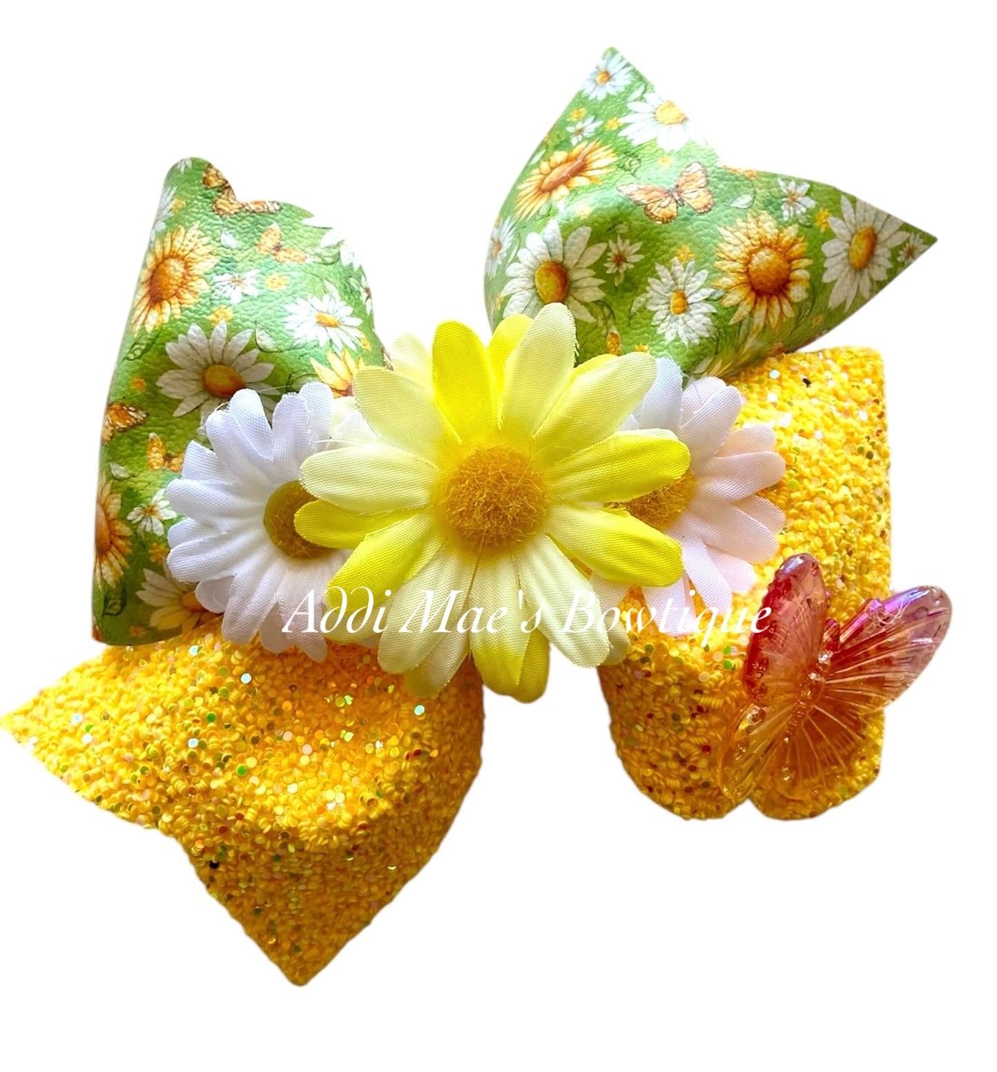 Green Garden Daisy Bow