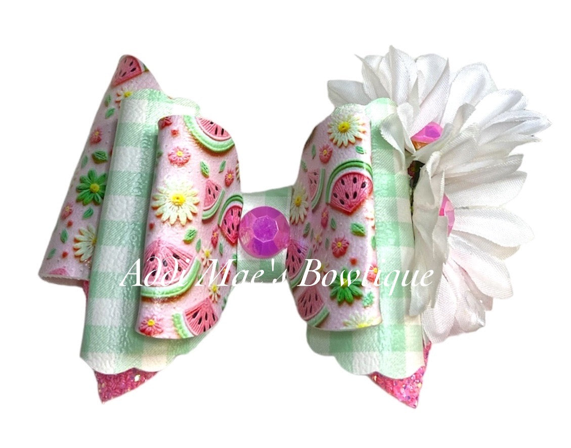 Watermelon Daisies Bow
