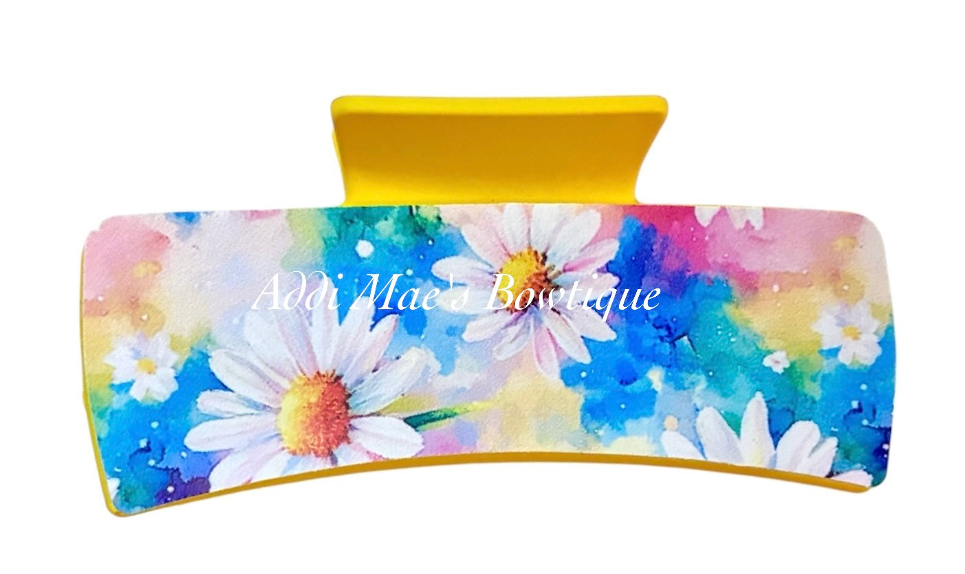 Watercolor Daisy XL Claw Clip