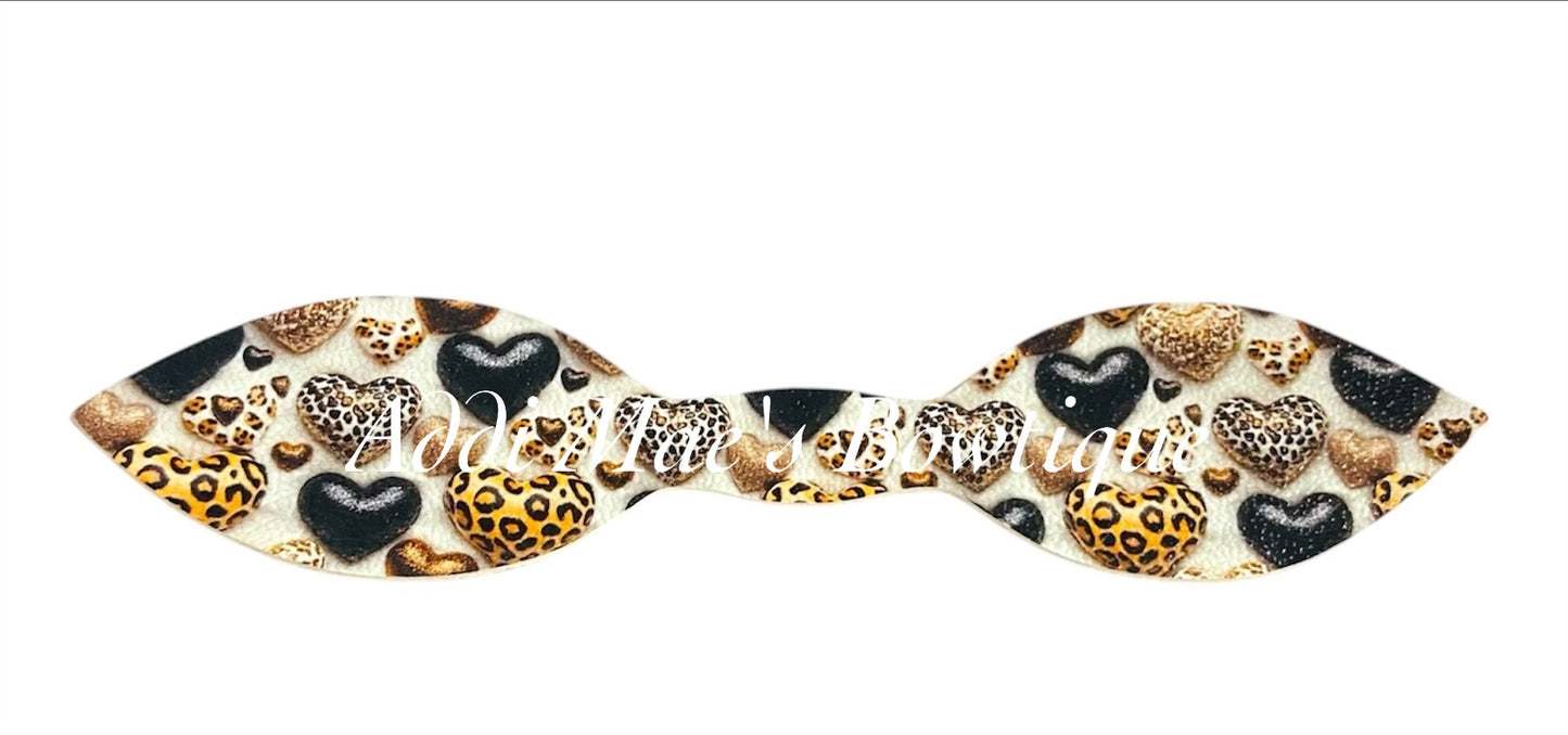Leopard Hearts Top Knot Pony / Clip