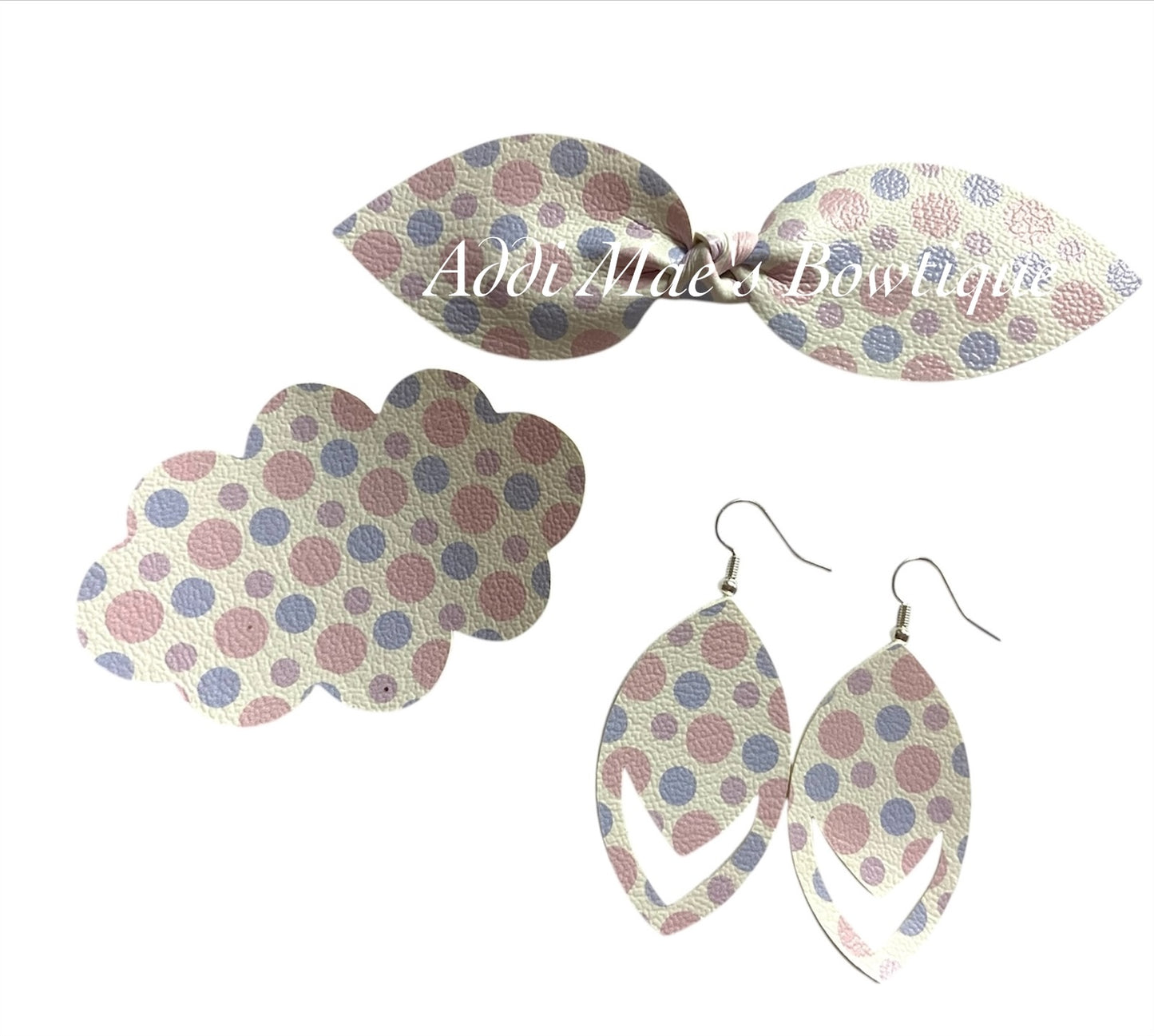 Pastel Ombre Polka Dots Top Knot Clip, 3” Snap Clip, & Earrings Set