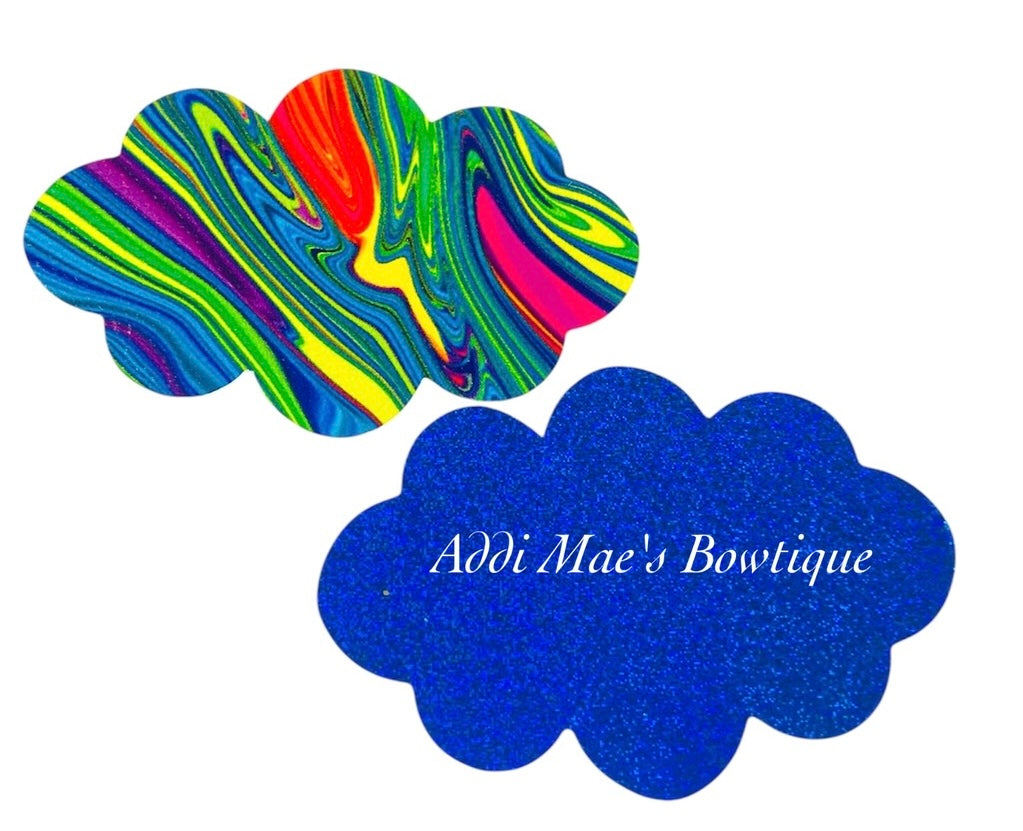Blue Paint Oil Spill Glitter Snap Clip Set