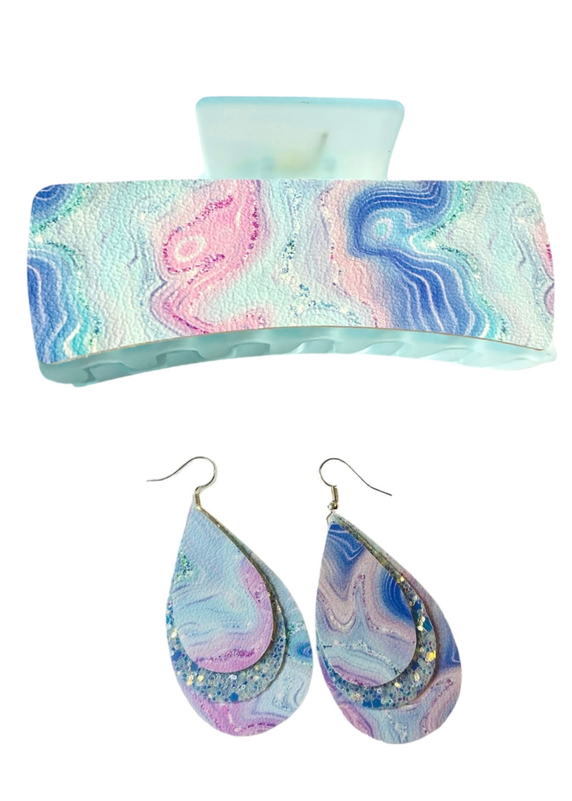 Geode Swirls XL Claw Clip Earring Set