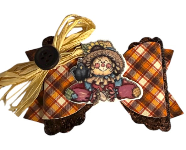 Scarecrow Fall Plaid Bow
