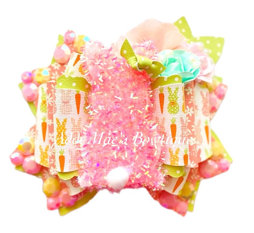 Easter Country Fuzzy Bunny Floral Bow