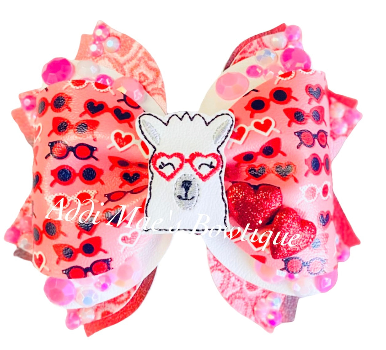 Llama Heart Sunglasses Valentines Love Bow