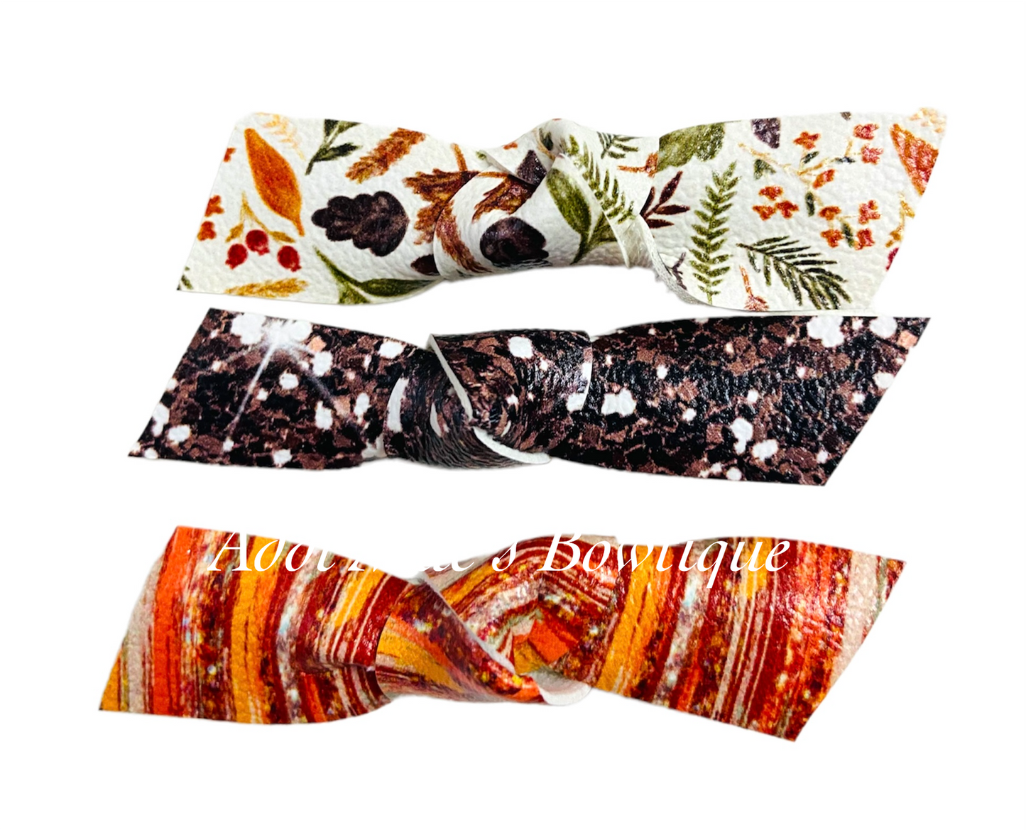 Fall Leaves Sparkle Knotted Alligator Clip Set