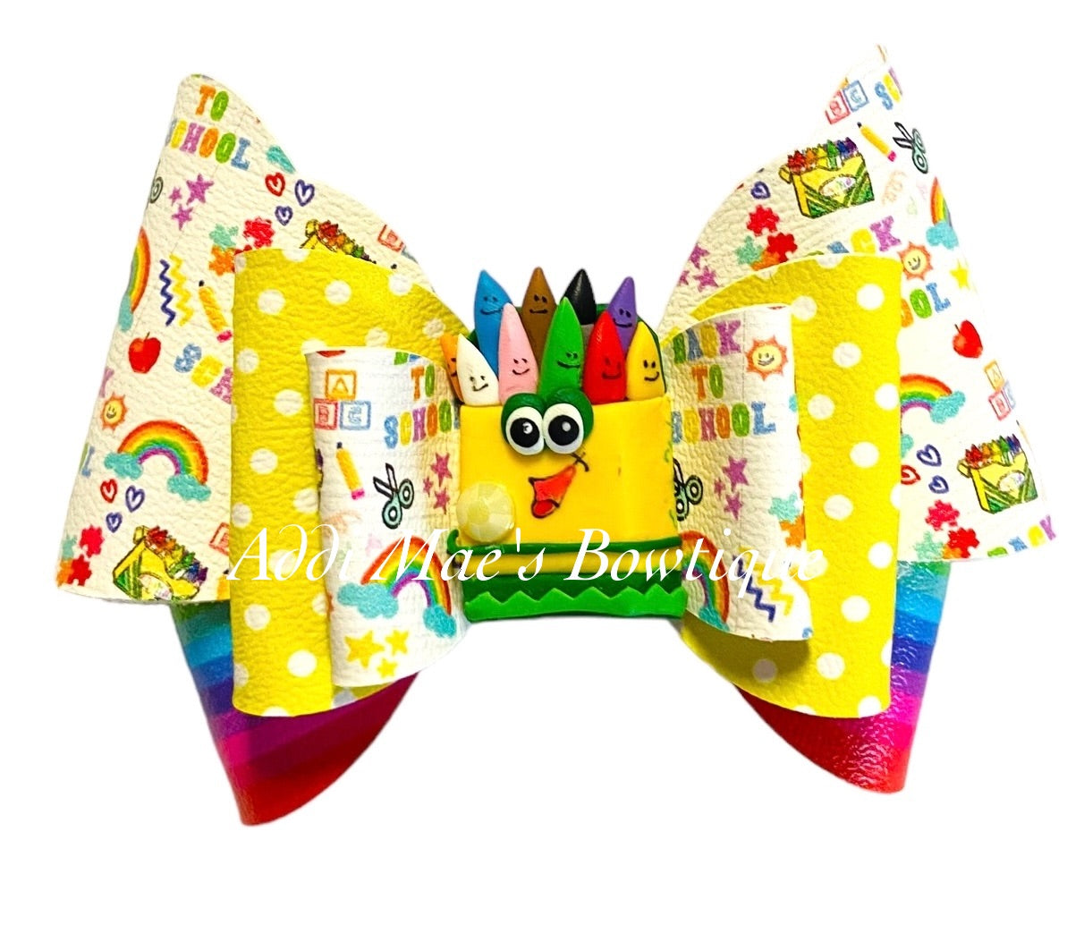 Crayon Rainbow Back To School Bow
