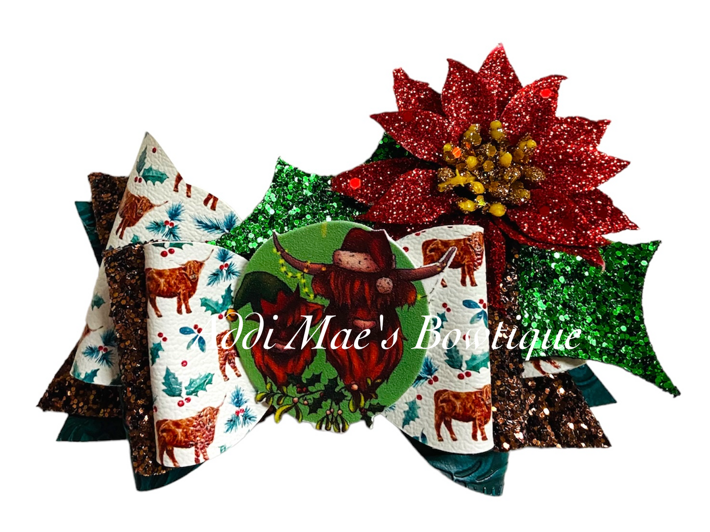 Christmas Highland Cows Bow