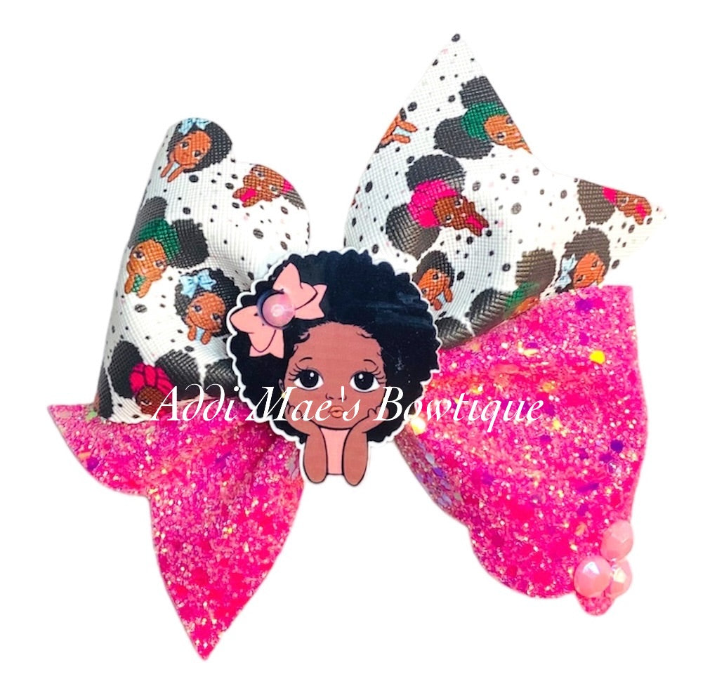 Dark Skin Cutie Girls Bow