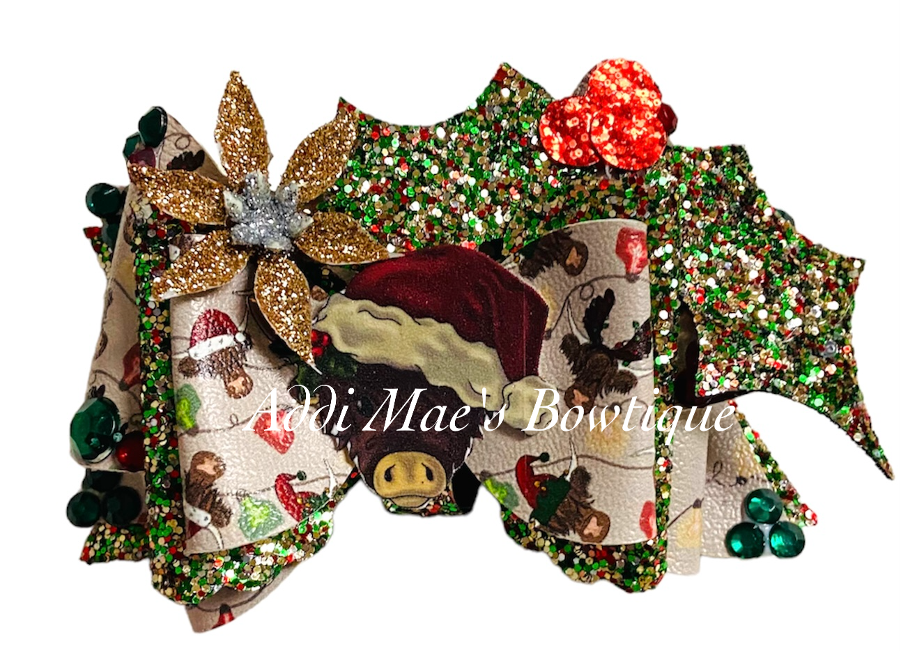 Christmas Highland Cows Bow
