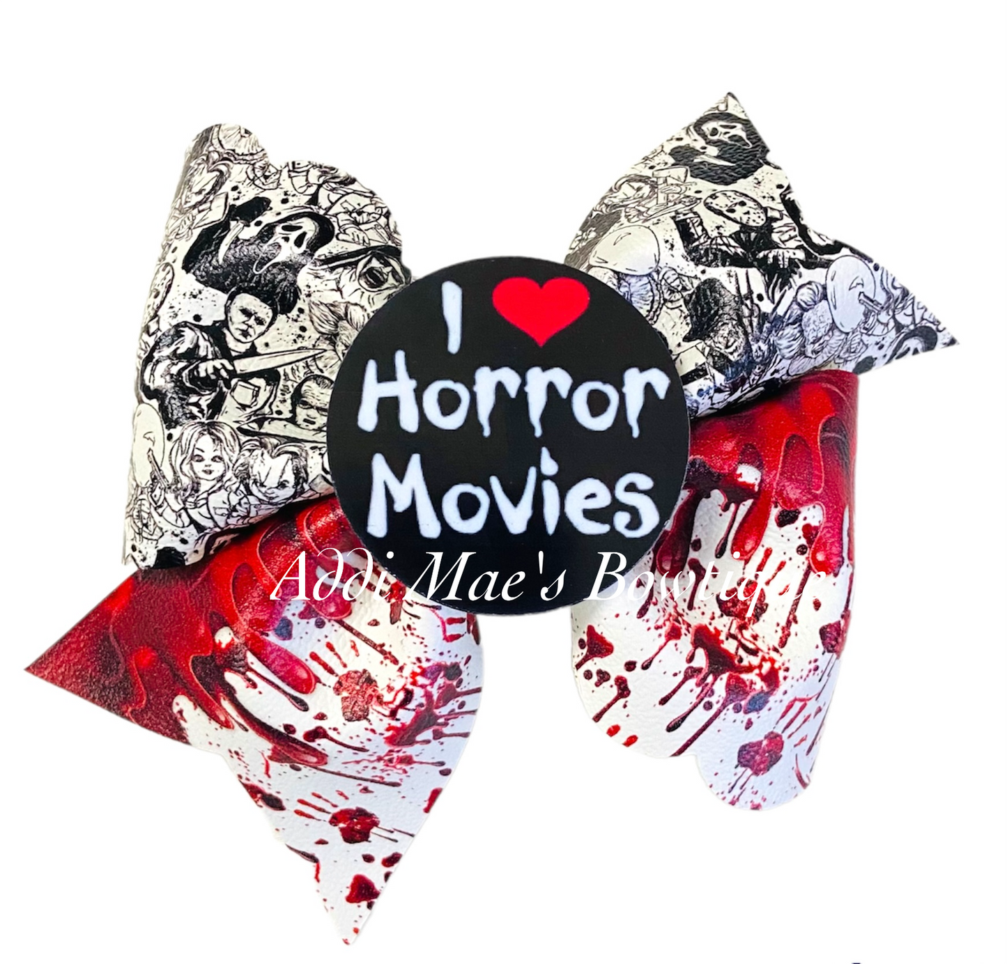 I Love Horror Movies Halloween Bow