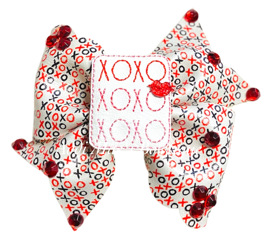 XOXO Valentines Heart Bow