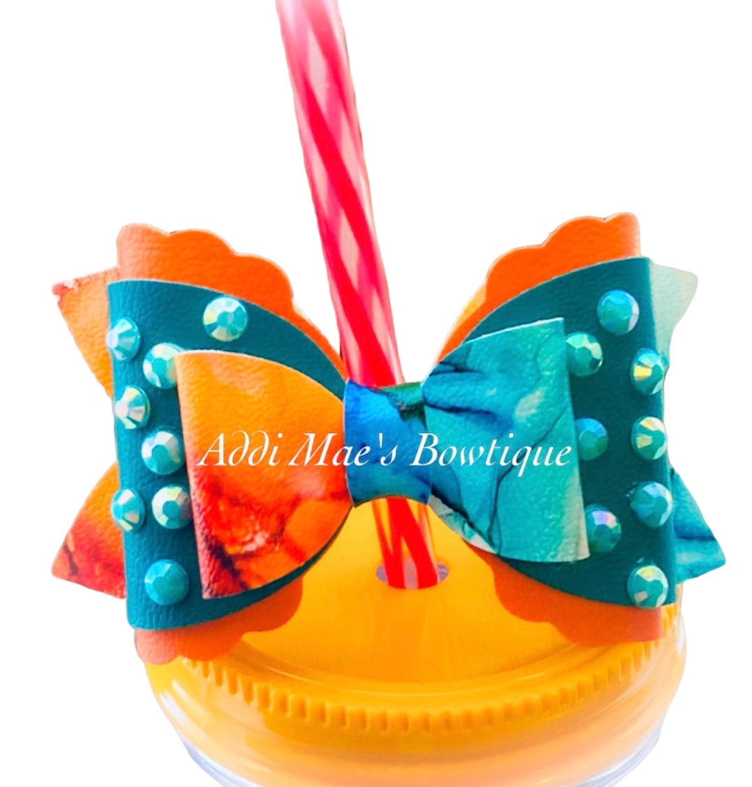 Fall Swirls Spilled Paint Oil Spill Straw Topper