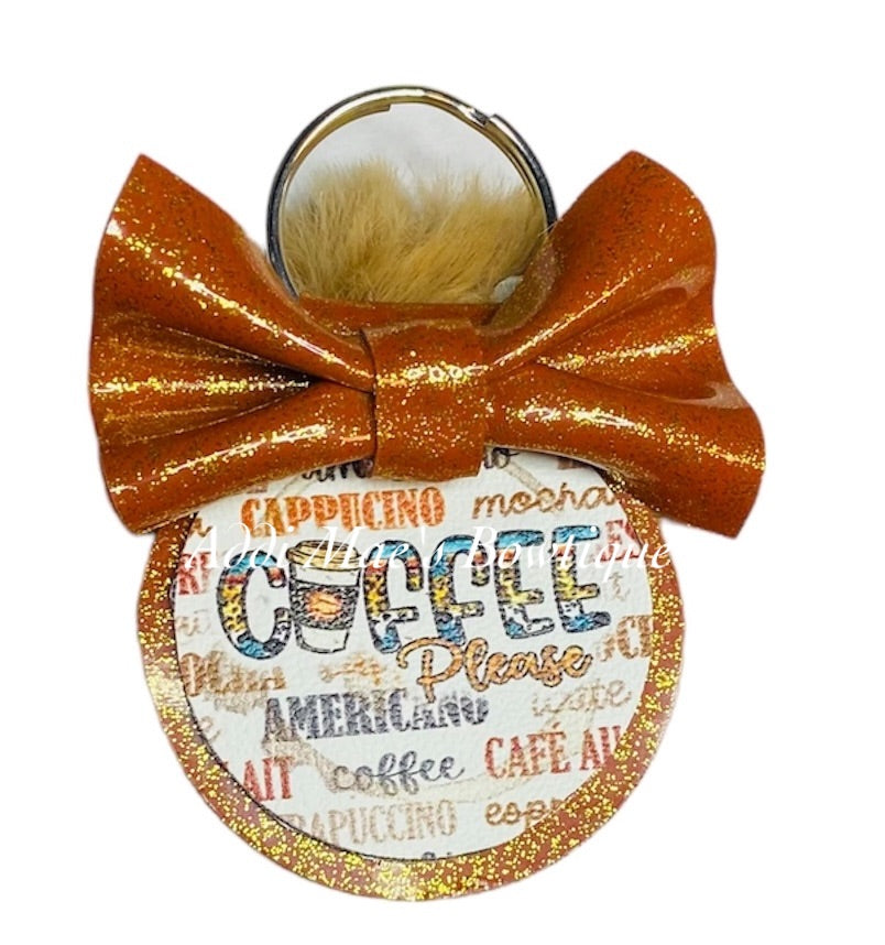 Coffee Pom Pom Keychain