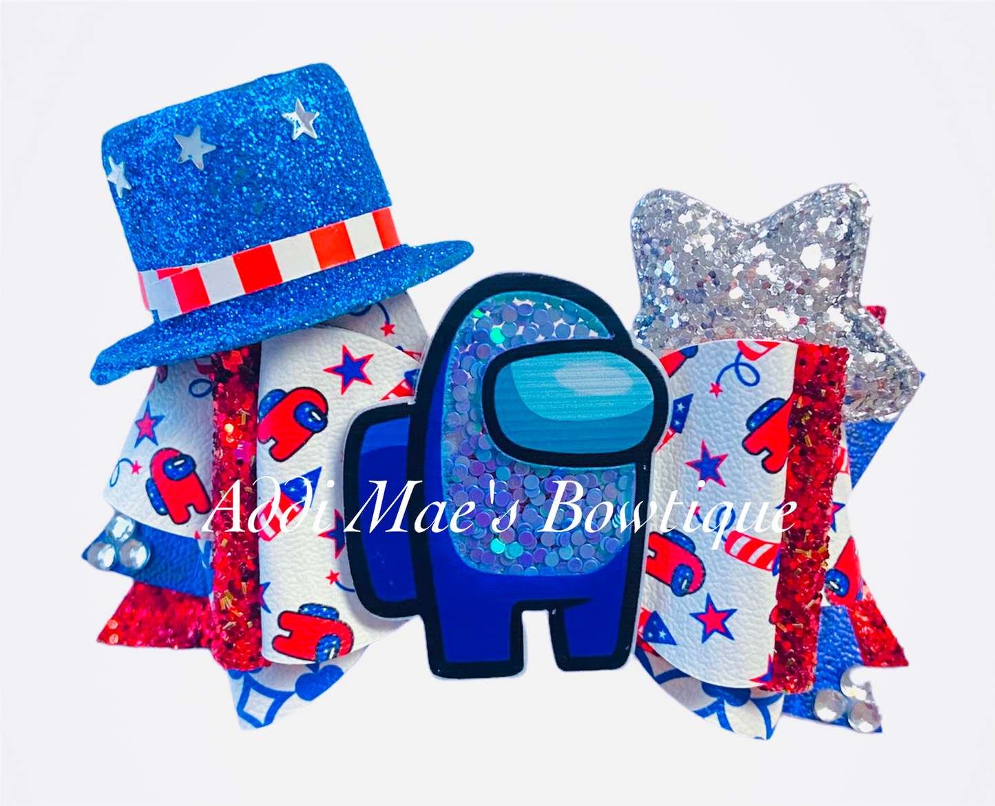Video Game Space Crew Patriotic 4th of July Bow