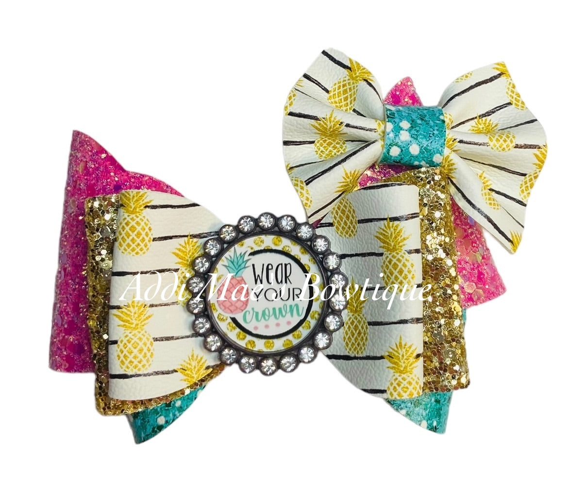 Always Wear Your Crown Golden Pineapple Bow