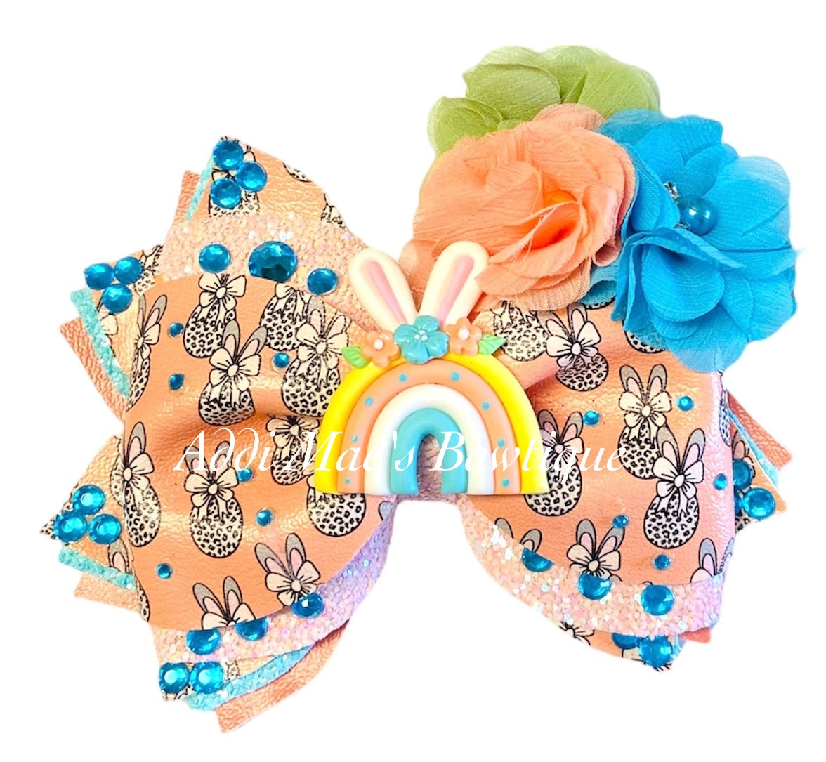 Easter Leopard Eggs Rainbow Bunny Bow