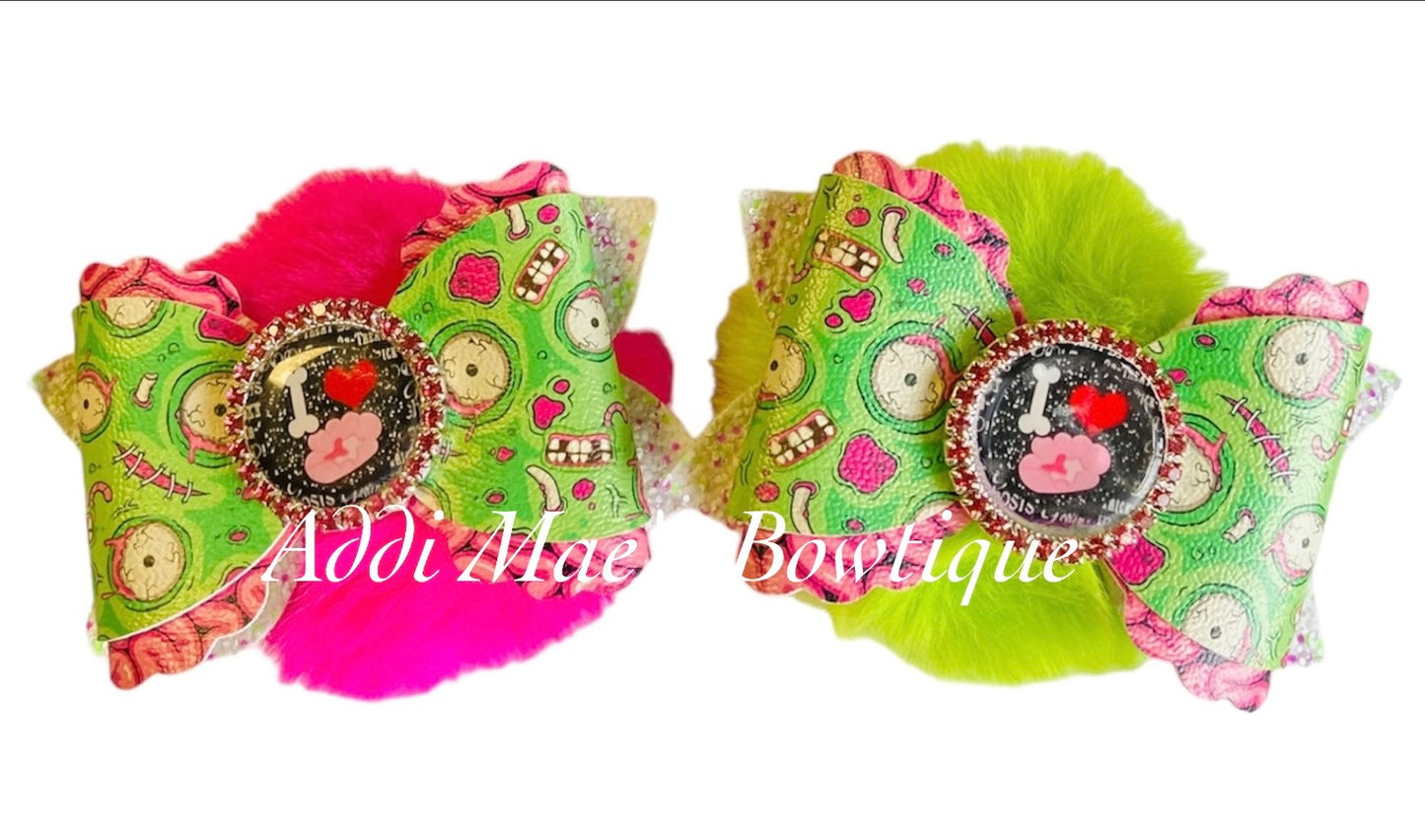Zombie Brains Halloween Pom Pom Piggy Set