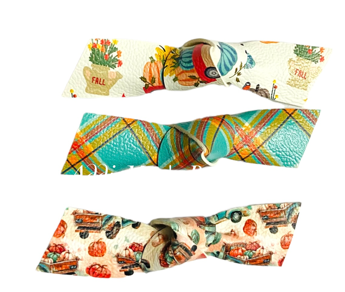 Fall Trucks Harvest Plaid Knotted Alligator Clip Set