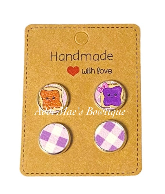 PB&J Gingham 12 mm Earring Studs