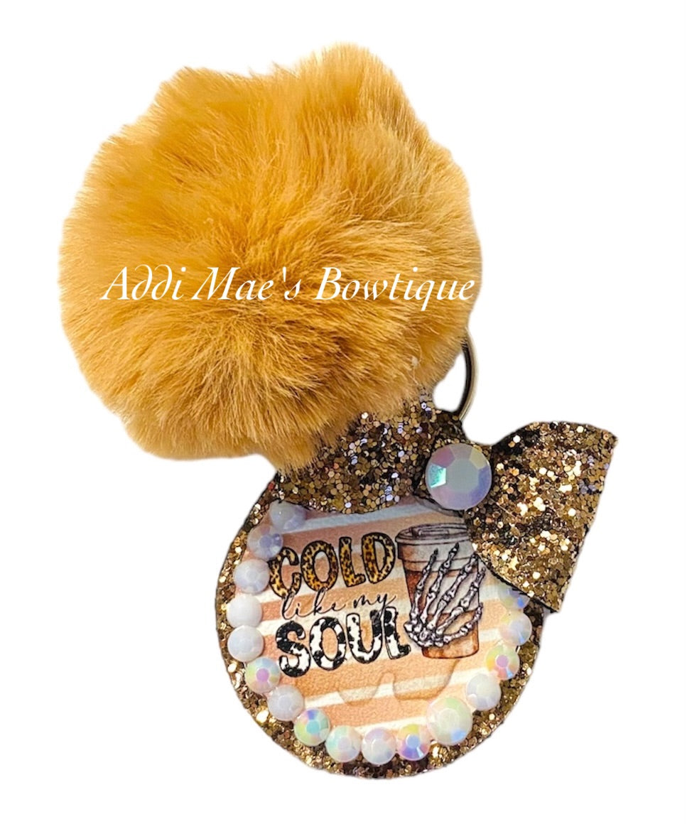 Coffee Pom Pom Keychain