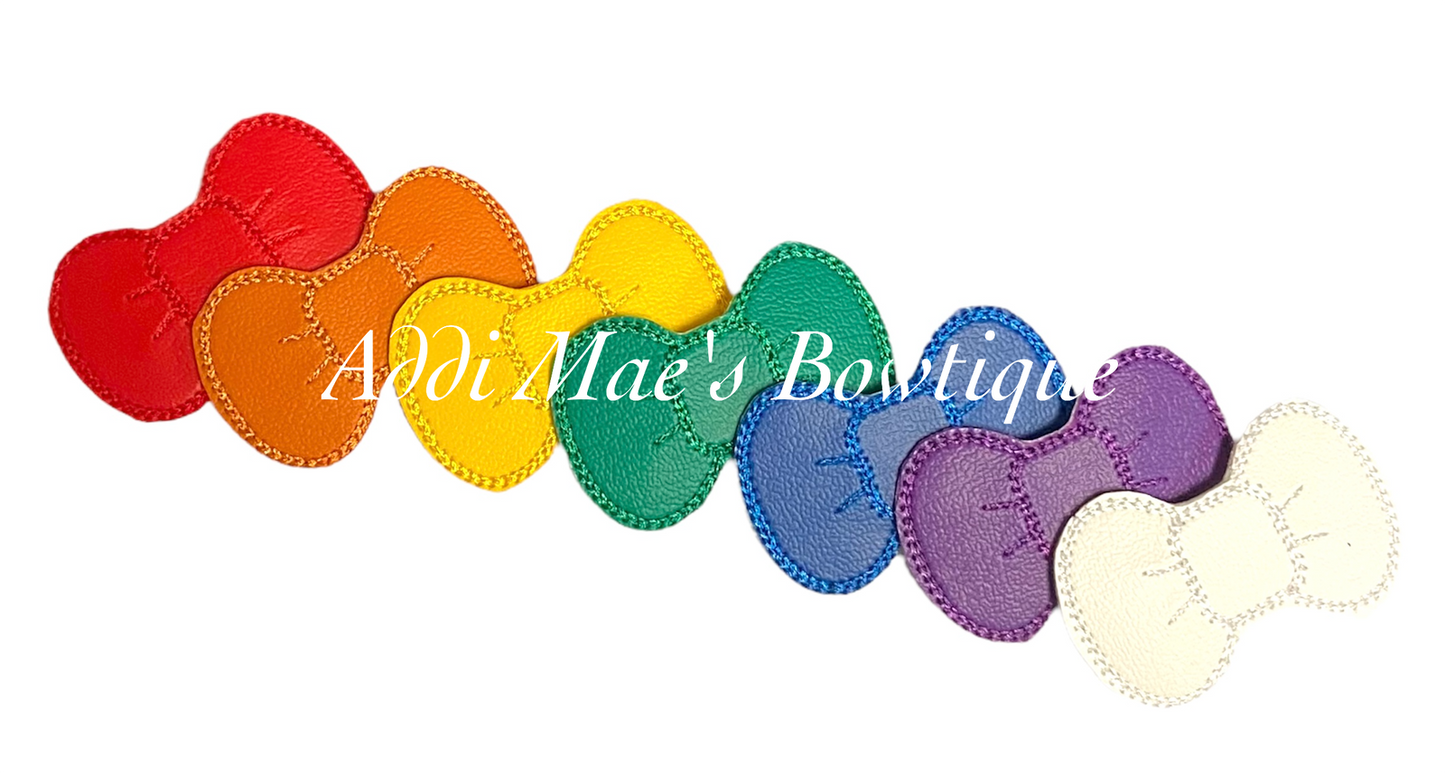 Rainbow Primary Colors Embroidered Bow Feltie Small SnapClip