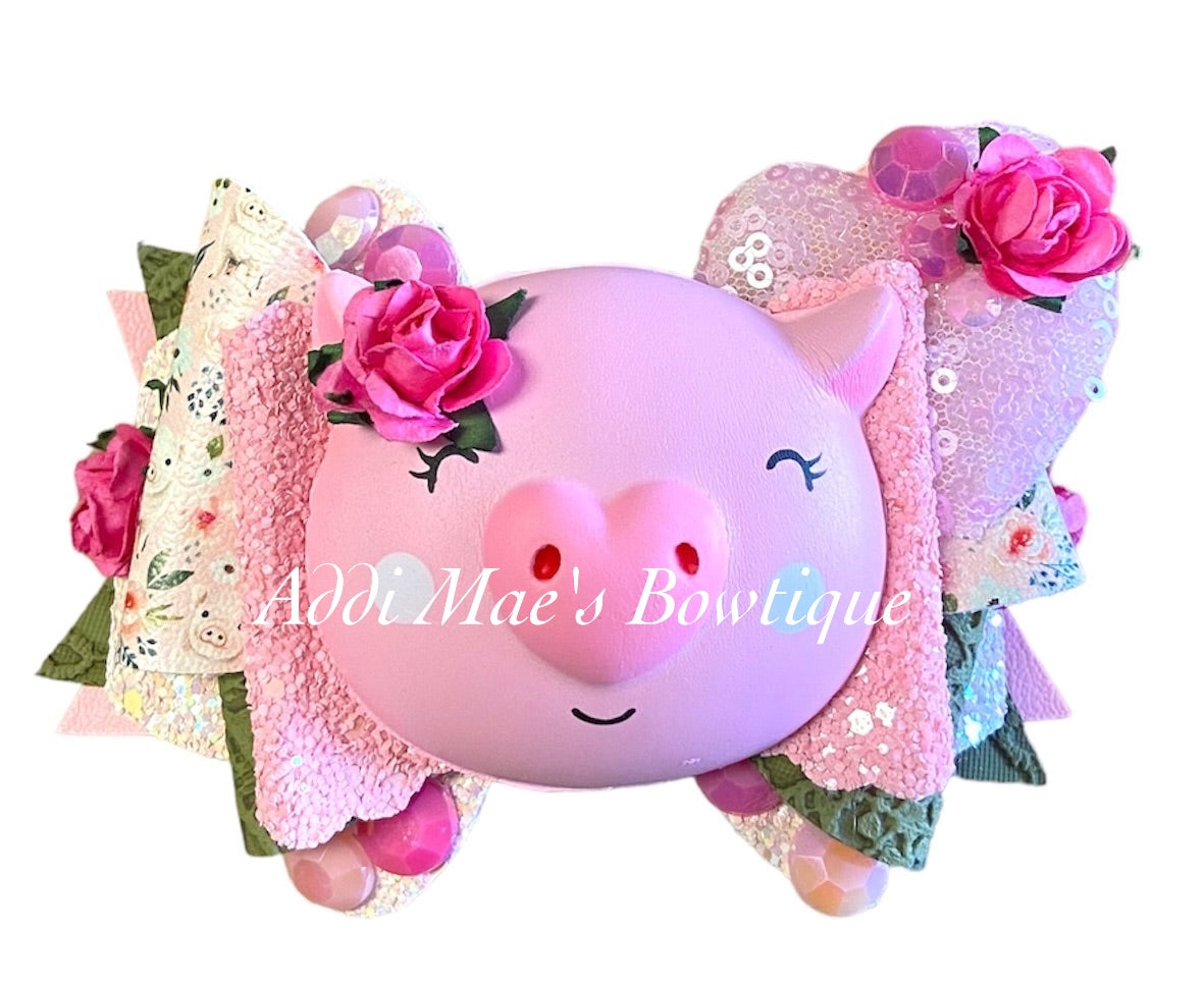 Squishy Floral Pig Bow