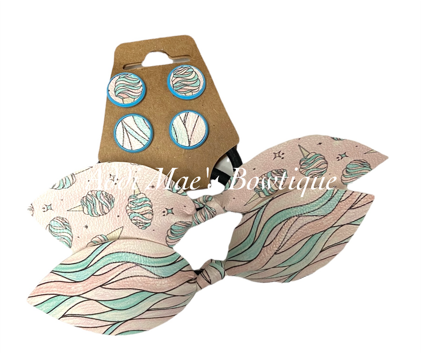 Cotton Candy Swirls Top Knot Pony Earring Set