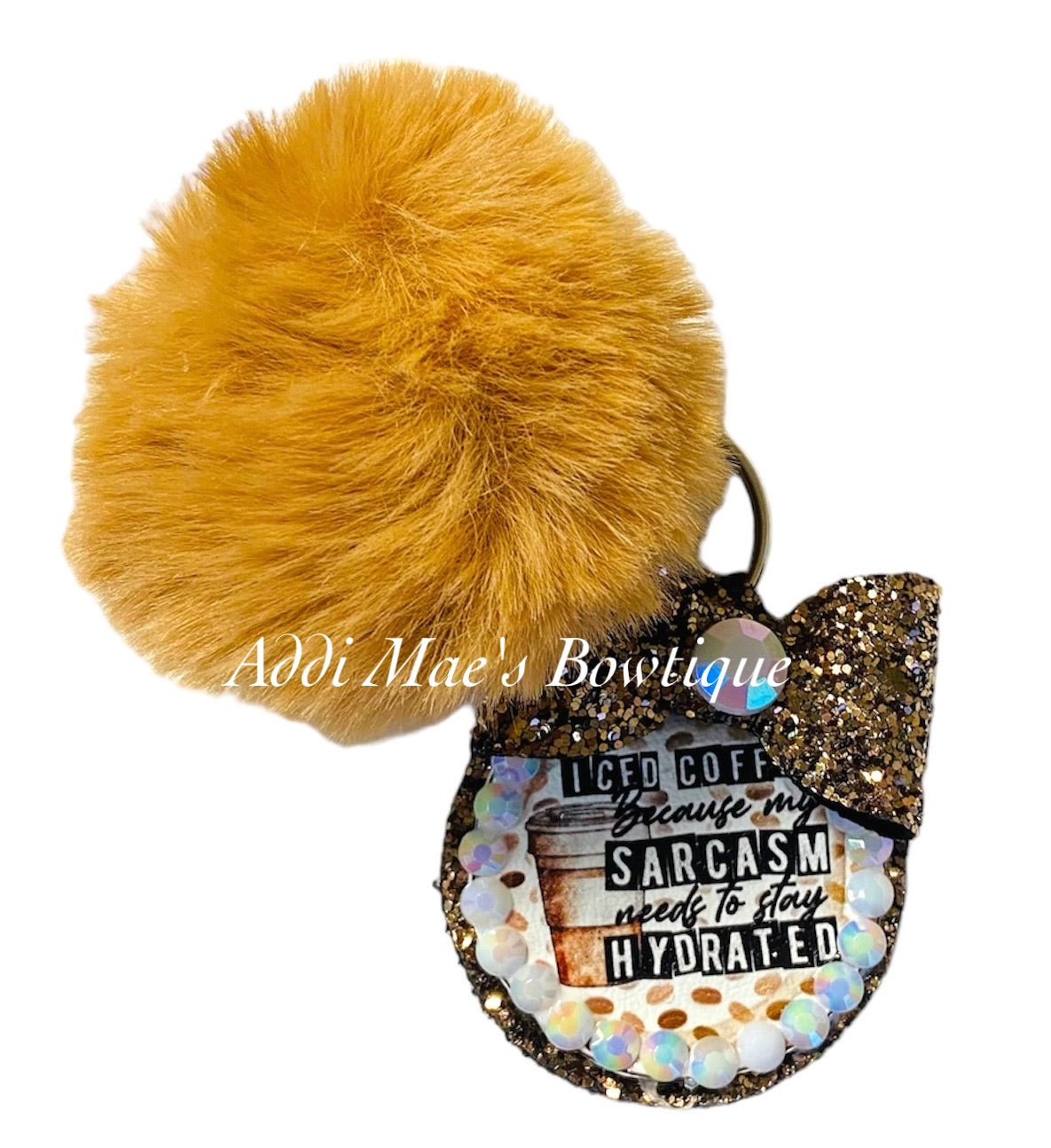 Coffee Pom Pom Keychain