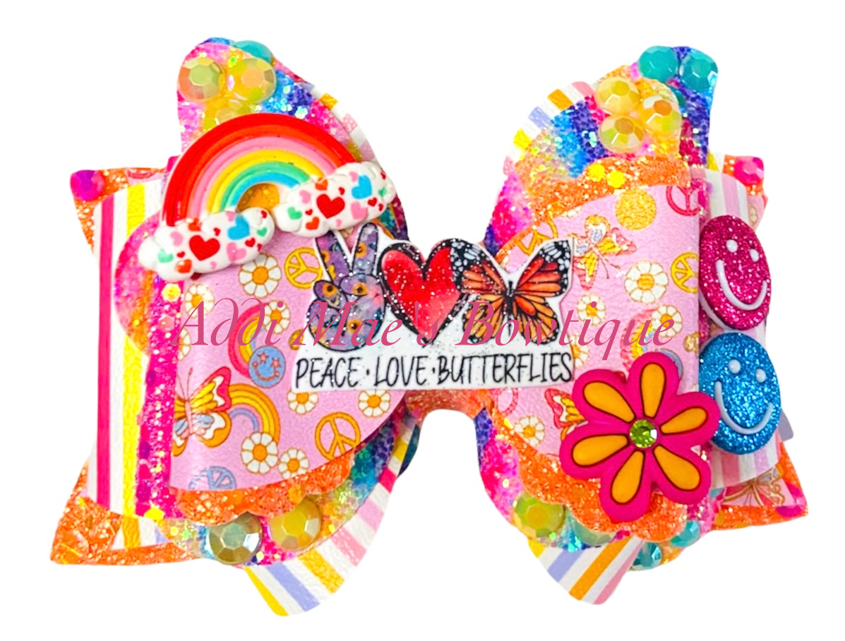 Groovy Rainbow Butterfly Bow
