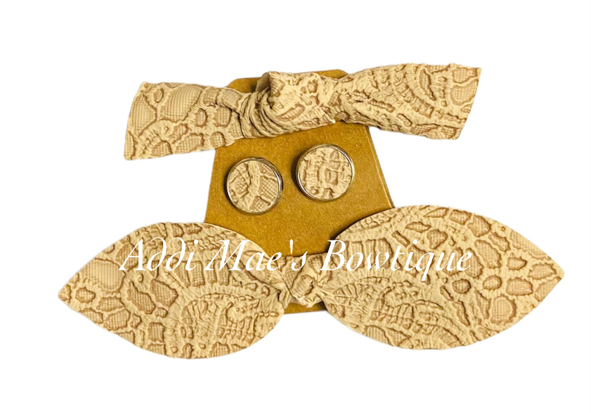 Butter Lace Faux Lace Top Knot Clip,Knot Clip, Earring Set